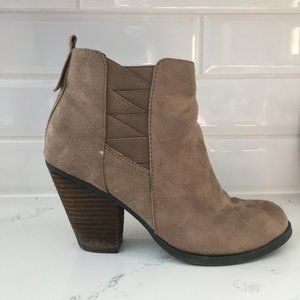 DSW Nude Faux Suede Heeled Booties